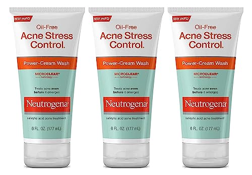 Neutrogena Acne Stress Control Power-Cream Wash 6 Ounce Tube (177ml) (Pack of 3)