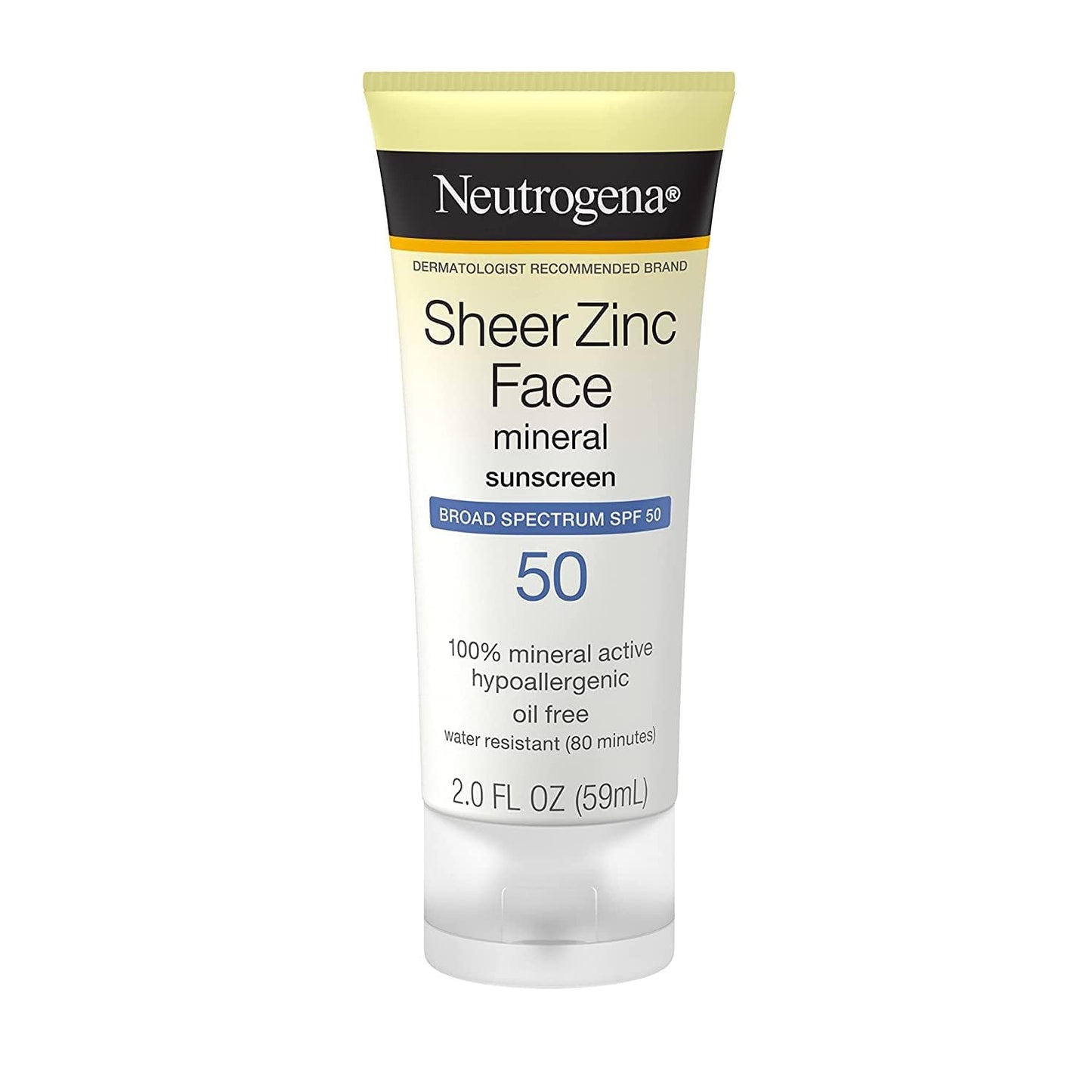 Neutrogena Sheer Zinc Face Dry Touch Spf#50 Sunscreen 2 Ounce (59ml) (2 Pack)