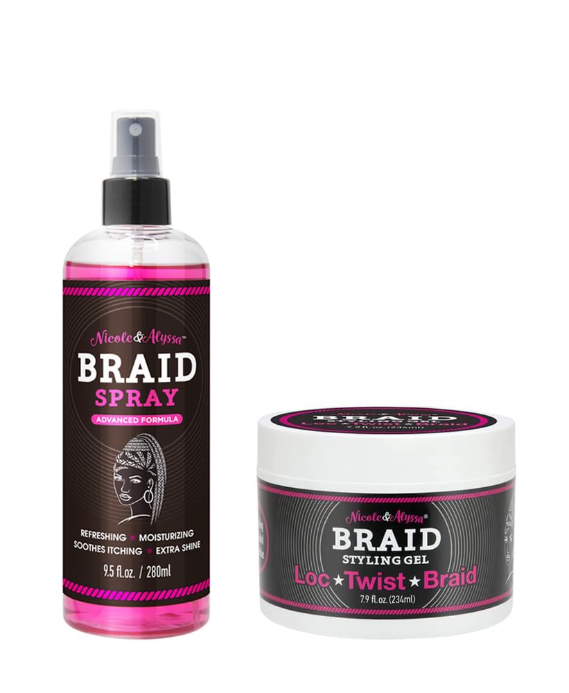 Nicole & Alyssa - Braid Spray and Braid Styling Gel Combo (9.5oz (Spray) + 7.9oz (Gel))