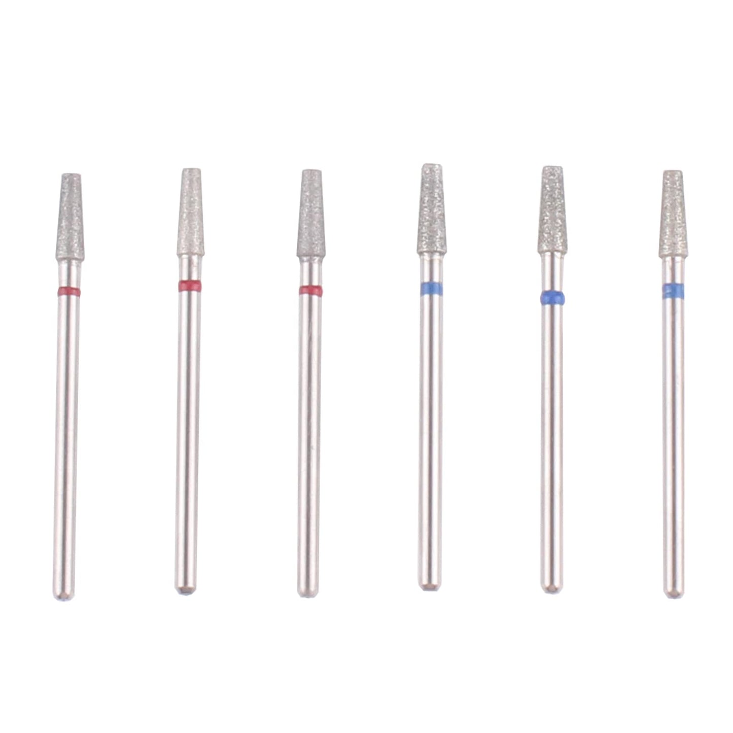 MZCMSL 6pcs Tapered Barrel Cuticle Drill Bits, Pro Diamond Bits for Nail Prep, 3/32 Shank efile Bit (Fine & Medium)