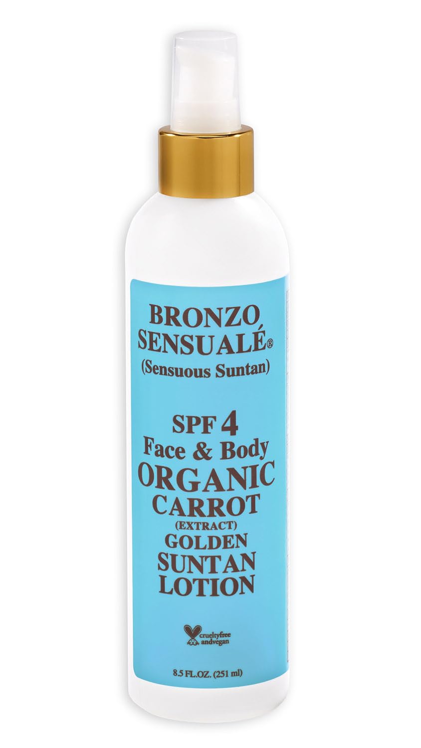 Tanning Lotion with SPF 4 Sunscreen Protection - Organic & Botanical Ingredients for a Sun-Kissed Glow - Moisturizing, Non-Greasy Sun Care Carrot