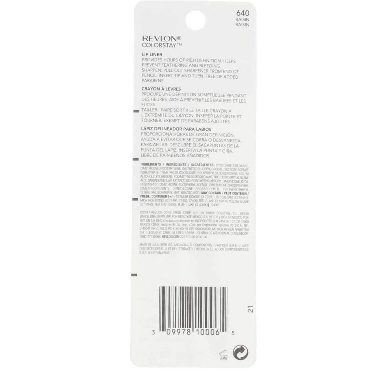 Revlon ColorStay Lipliner with SoftFlex, Raisin 640, 0.01 Ounce