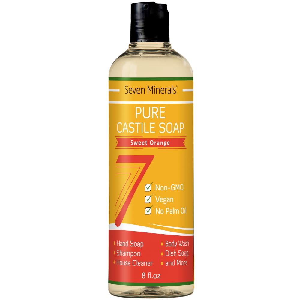 Seven Minerals Pure Castile Soap, Rosemary - No Palm Oil, GMO-Free - Gentle Liquid Soap For Sensitive Skin & Baby Wash - All Natural Vegan Formula Beauty and Personal Care Seven Minerals Default Title