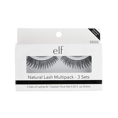 Elf Cosmetics Natural Lash Multipack with 3 Sets of Lashes & 1 Eyelash Glue