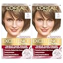 L'Oreal Paris Excellence Crème Permanent Hair Dye, Triple Care Hair Color with Hyaluronic Acid for 100% Gray Coverage, 6 Light Brown, 1 Kit (Pack