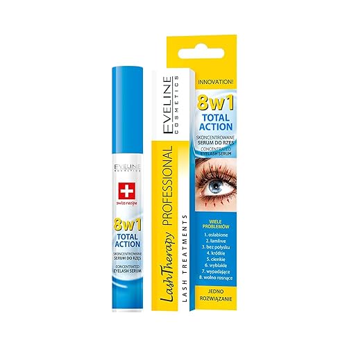 Eveline Cosmetics Multi-purpose Eyelash Serum Total Action 8 in 1, 0.33 Fluid Ounce