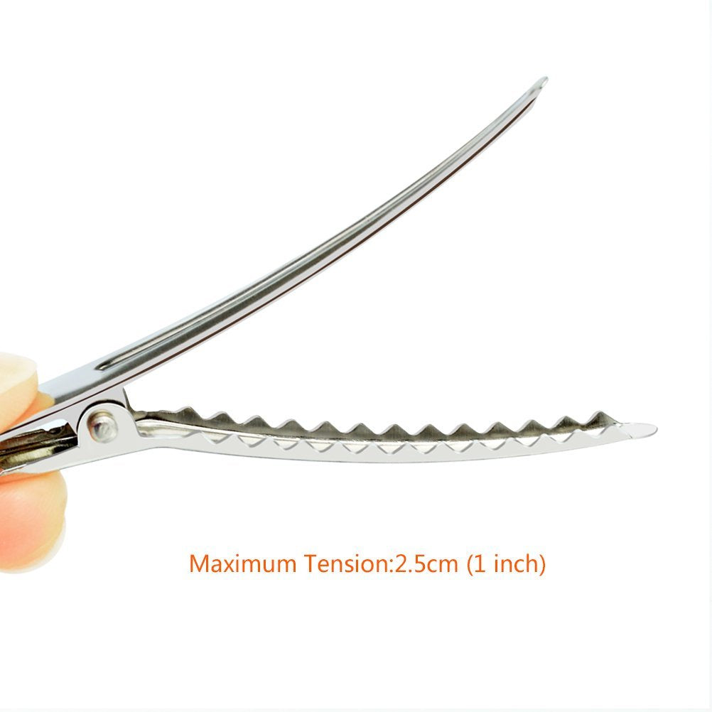 50 Pack 2.36 inches Hair Clips, Marrywindix Silver Metal Alligator Hair Pins Teeth Bows Hair Clips Hairdressing Salon Hair Grip DIY Accessories