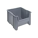 Quantum Giant Hopper Bin, QGH800, 16-1/2"W x 17-1/2"D x 12-1/2"H Gray - Lot of 2