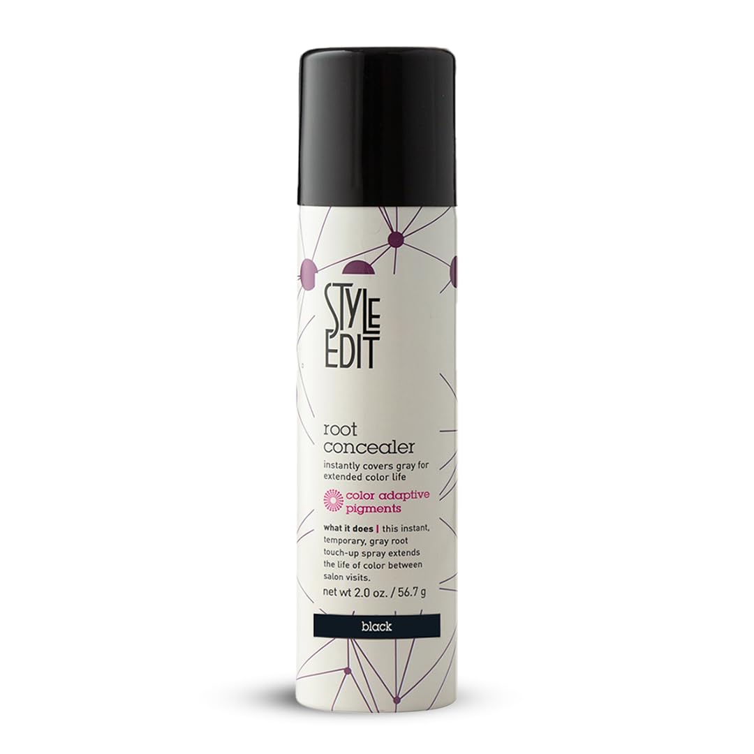 Style Edit Root Touch Up Spray | Temporary Hair Color for Gray Roots and Thinning Hair | Salon-Quality, Transfer-Resistant Hair Concealer | Black, 2