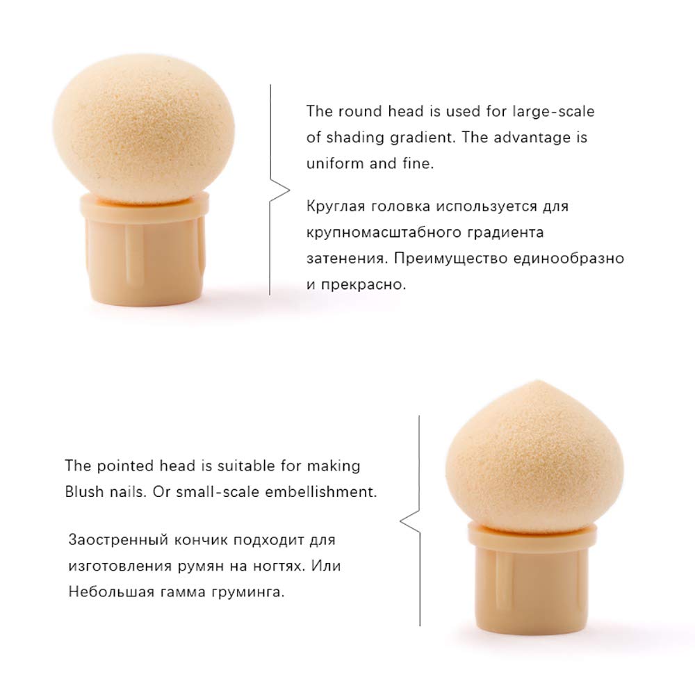 WOKOTO 3Pcs Ombre Nail Brush Set With 4 Replaceable Sponge Heads, Wooden Gel Builder Blending Nail Ombre Brush Double Head Nail Gradient Shading