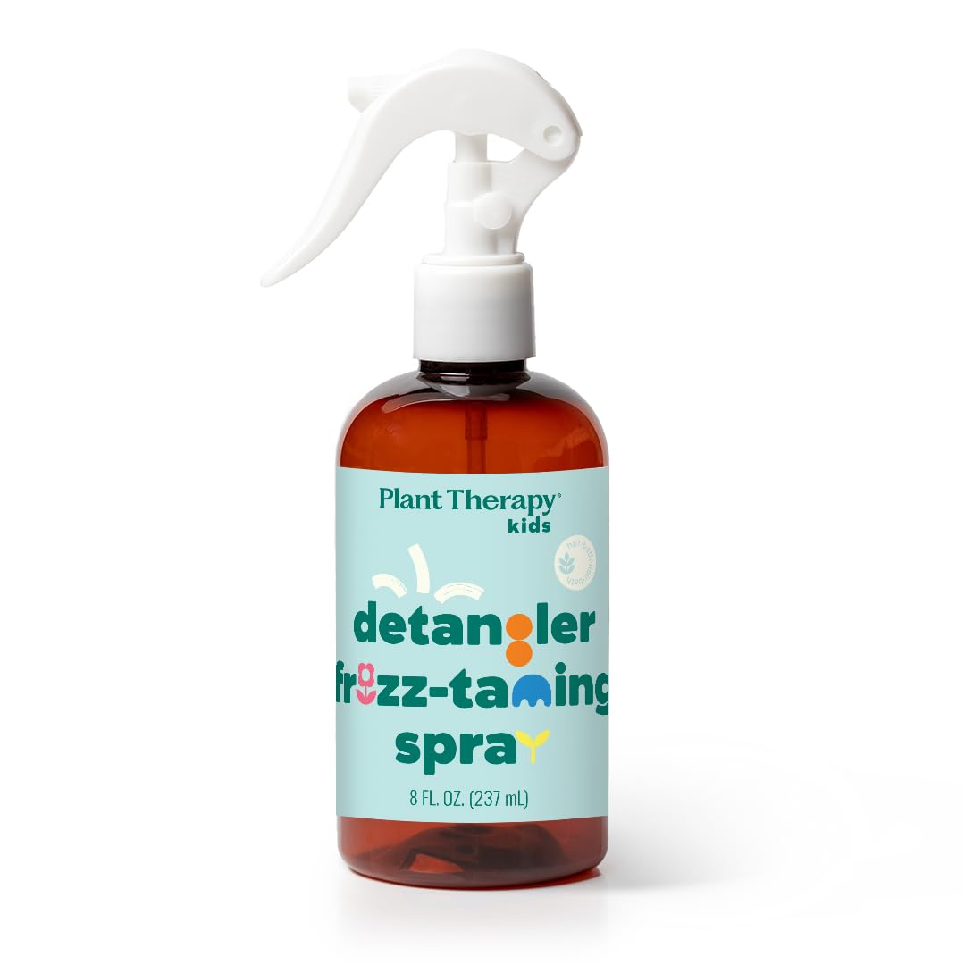 Plant Therapy Hair Therapy KidSafe Detangler Frizz-Taming Spray 8 oz Smooth, Soften & Detangle, Paraben & Synthetic Fragrance Free, Vegan, Argan