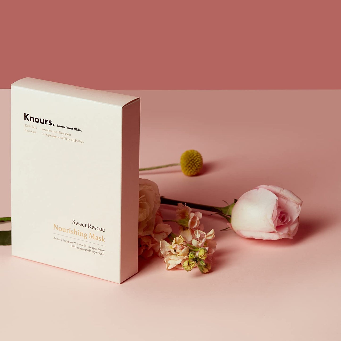 Knours. Nourishing & Hydrating Mask, Rose Water Toning Rejuvenating Facial Nourishing Clean Beauty (5 Count)