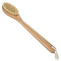 Beechwood Bath and Shower Body Brush with Nature Boar Bristles, Long Hand Wooden Dry Bath Body Back Brush, Perfect Spa Gift