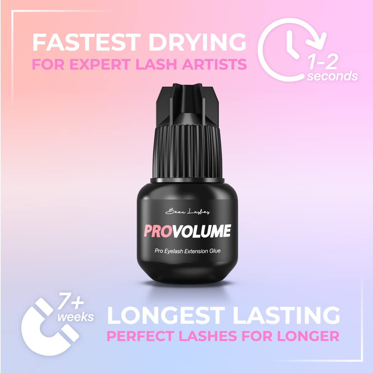 Super Strong Eyelash Extension Glue for Professionals | Strongest Black Lash Adhesive for Long Lasting Semi Permanent Individual Lash Extensions |