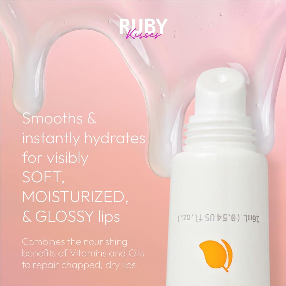 Ruby Kisses Hydrating Lip Oil Treatment Gloss with Mango & Shea Butter (3 Pack), Moisturizing Natural Shine Lip Care Protects & Heals with Vitamins,