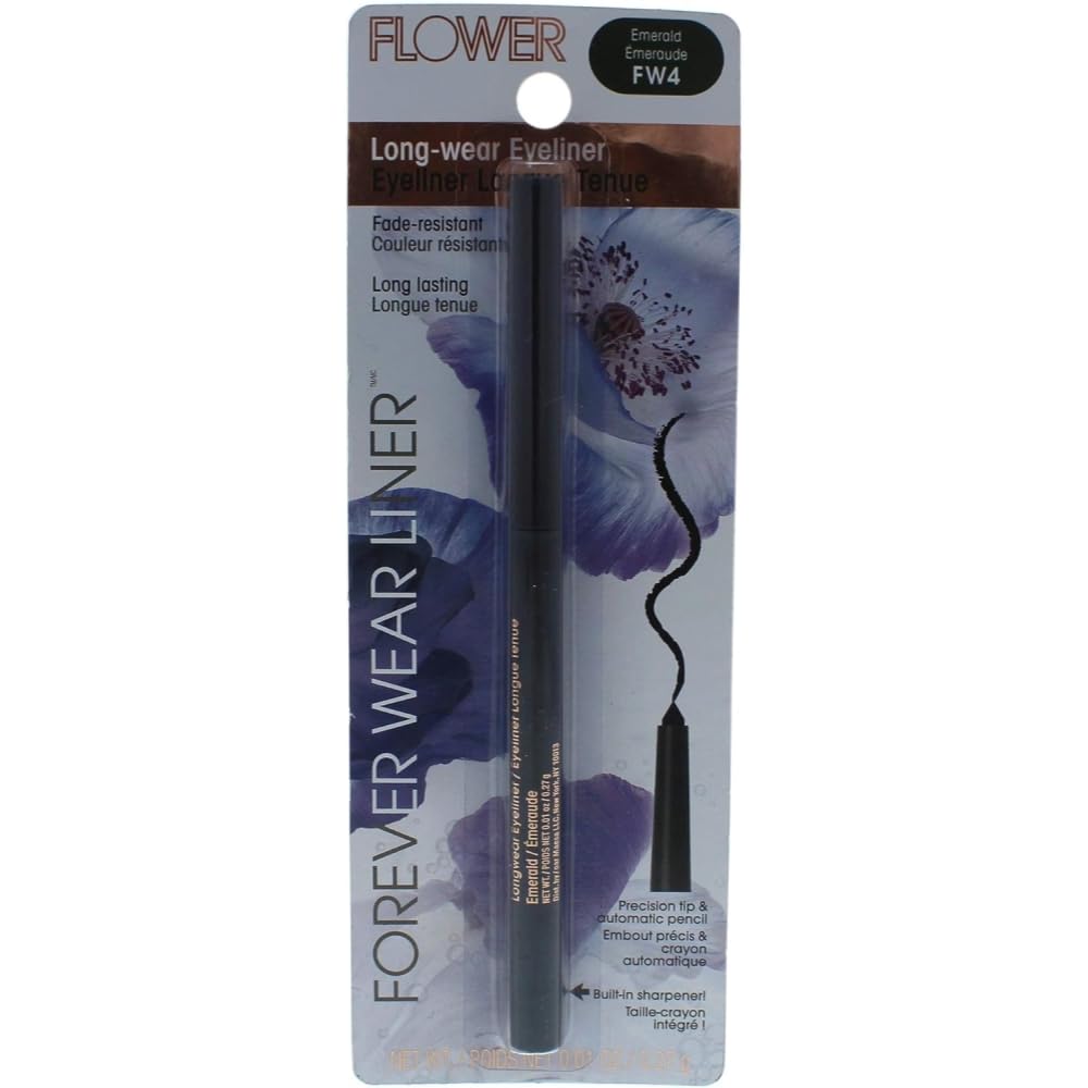 FLOWER BEAUTY Wear Long Wear Eyeliner Pencil - Long Lasting, Fade Resistant, Smooth Application Retractable Eye Liner, Forever Emerald, 0.01 Ounce