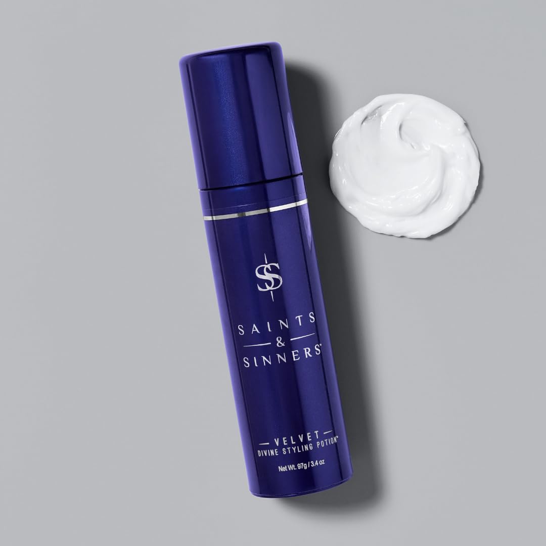 Saints & Sinners Award Winning Velvet Divine Hair Styling Potion, Thermal Protectant, Shine & Defrizzes Hair, Moisturizing Anti-Frizz Hair Cream