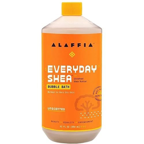 Alaffia Bubble Bath for Women, Unscented - Everyday Shea Butter Formula with Wild Yam, 32 Fl Oz
