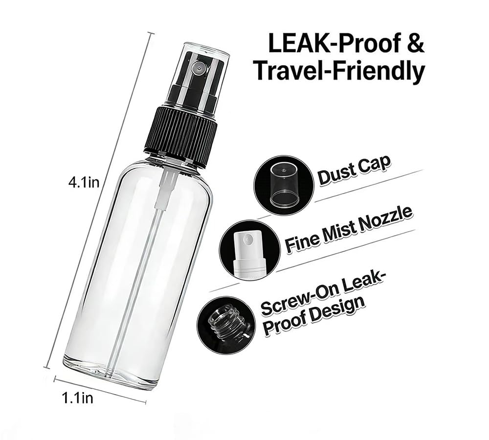 Lekroos 1 Oz Travel Spray Bottles, Thickened Reusable Refillable Plastic Sprayers 2 Pack Beauty and Personal Care Lekroos