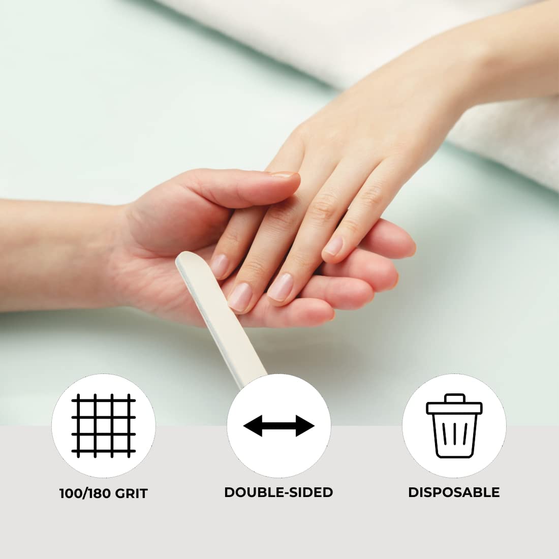 ForPro Professional Collection O-Files Foam Board, Double-Sided Manicure Nail File, 100/180 Grit, Individually-Wrapped, 6" L x .75" W, White