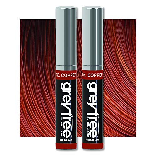Greyfree Hair Mascara Root Touch-Up for Gray Hair | Precision Hairline Concealer for Brows & Beard | 2 Pack (DARK COPPER)