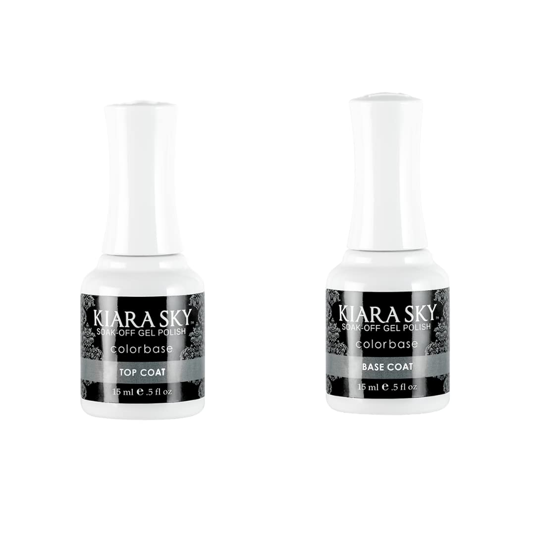 KIARA SKY Gel Polish Top Coat 0.5 fl oz + Base Coat 0.5 fl oz Duo | Soak Off Formula