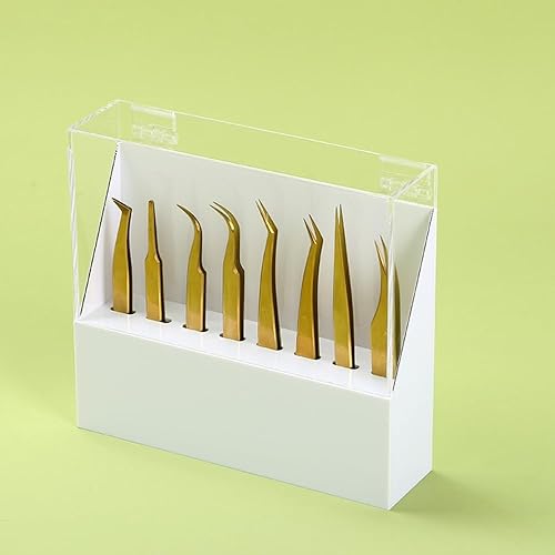 LIXIMMAZN Dust-proof 8 Holes Tweezers Holder, Eyelash Extensions Supplies Acrylic Display, Acrylic Rack Storage Eyelash Extension Tools with Dust