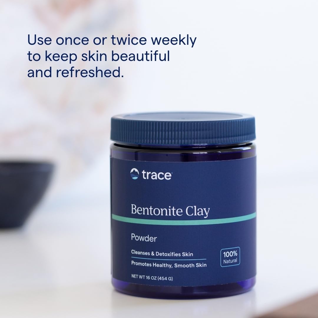 Trace Minerals Bentonite Clay - Bentonite Clay Mask for Clear Skin - Face & Body Mask - Deep Cleaning - Remove Impurities - 100% Natural - 16 oz (15