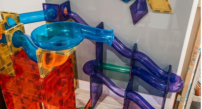 Learn & Grow 88pcs Magnetic Marble Run Expansion – STEM Marble Race Track & Magnet Tile Accessories for Kids Ages 3+ Construction Toy