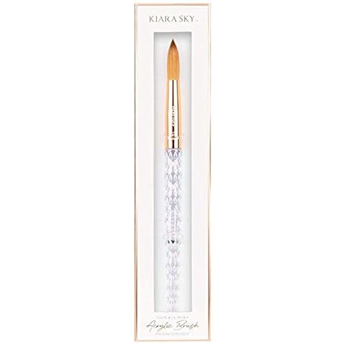 Kiara Sky Kolinsky Acrylic Nail Brush #14 - Pure Kolinsky Sable Hair, Iridescent Crystal Handle, Acetone Resistant, for Acrylic Application Beauty & Personal Care KIARA SKY