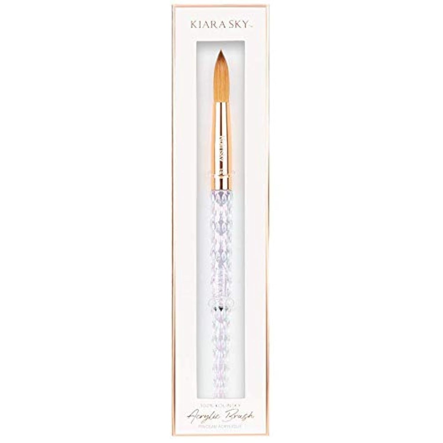 Kiara Sky Kolinsky Acrylic Nail Brush #14 - Pure Kolinsky Sable Hair, Iridescent Crystal Handle, Acetone Resistant, for Acrylic Application Beauty & Personal Care KIARA SKY