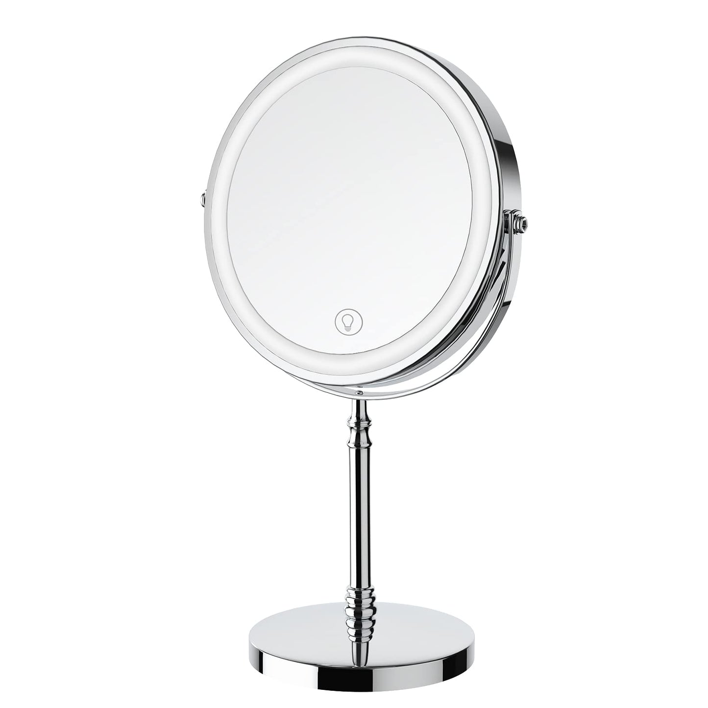 Lighted Makeup Mirror – 3000mAh Rechargeable 1x/10x Magnifying Vanity Mirror with 3 Colors, Adjustable Brightness, 360° Rotation
