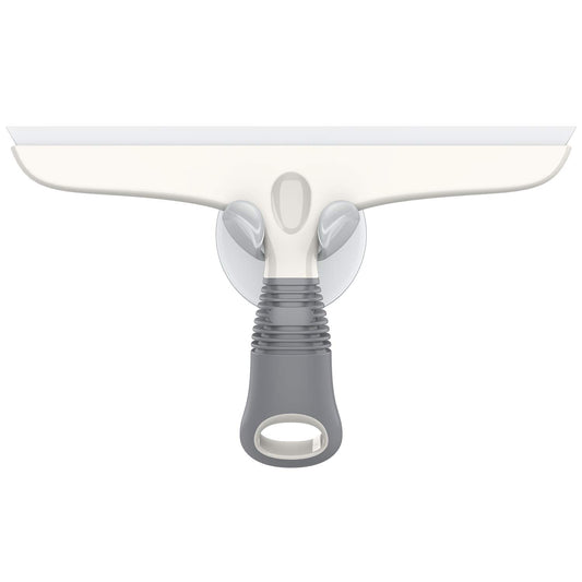 MR.SIGA 10" Silicone Squeegee for Windows, Glass, Shower Doors & Cars – Heavy Duty with Suction Hook, White & Gray, 1 Pack