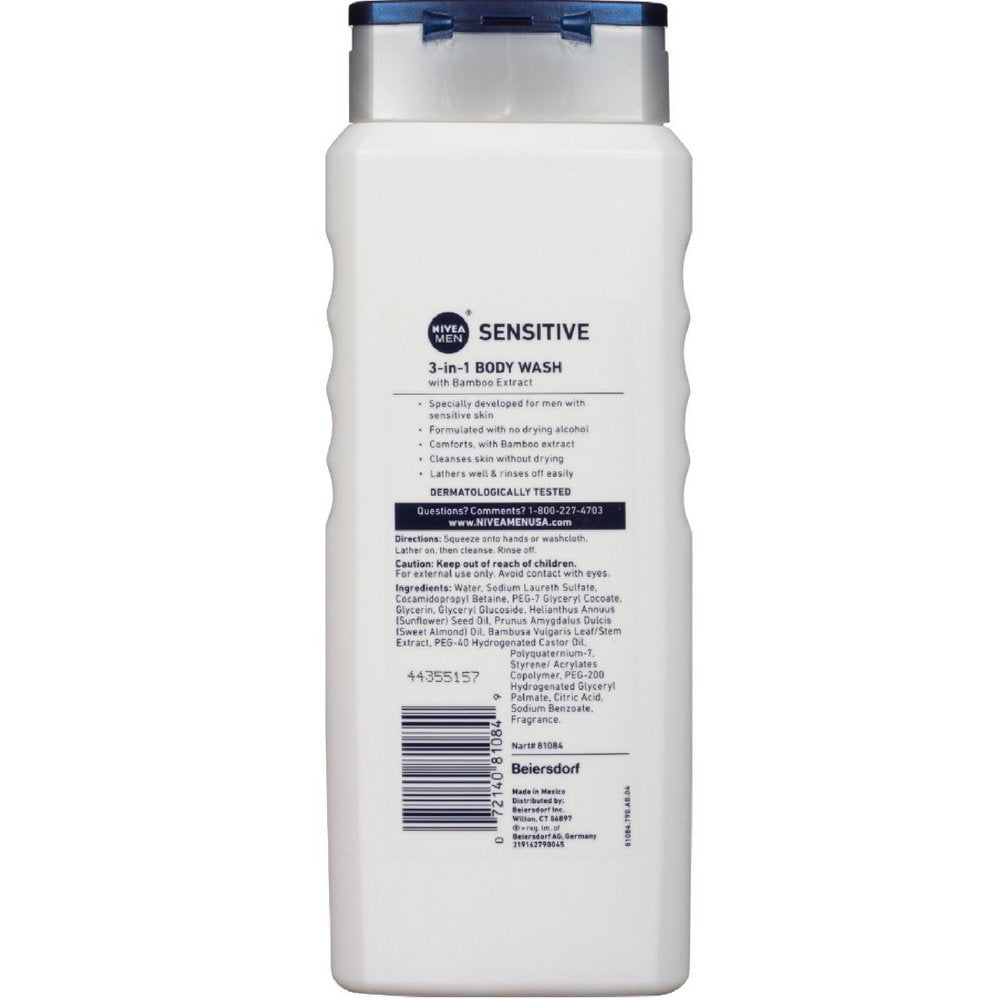 Nivea For Men Sensitive Body Wash 16.9 Ounce (Value Pack of 7)