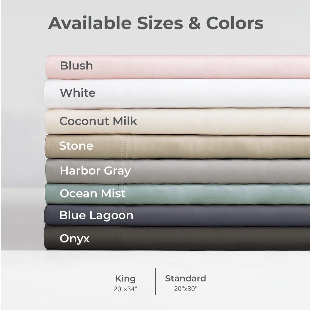 Cariloha Resort 2-Piece Sateen Pillowcase Set | Coconut Milk | Standard | Viscose Material | Breathable and Cooling Pillowcases for Hot Sleepers