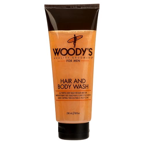 Woody's Hair and Body Wash for Men - 2-in-1 Cleanser & Body Wash, Deep Cleansing, Hydrating, Refreshing Scent, Sulfate-Free, 10 fl oz, 1 Pack
