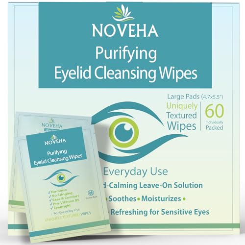 NOVEHA Eyelid & Lash Wipes | For Itchy, Dry Eyes, Styes & Blepharitis | lid and lash Cleansing Wipes, Hypoallergenic & Soothing For Sensitive Eyes Beauty and Personal Care NOVEHA Default Title