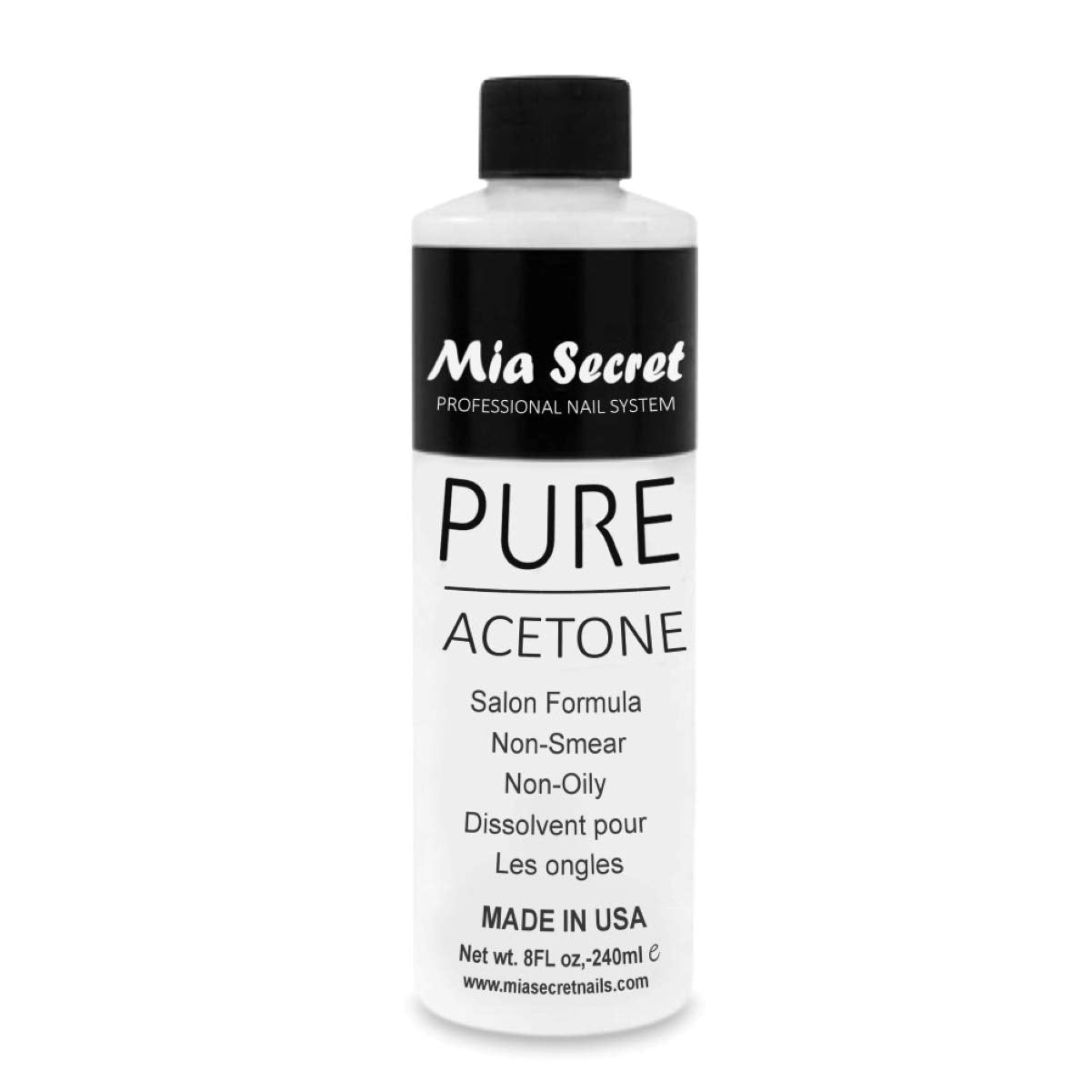 Mia Secret Nail Polish Remover, 100% Pure Acetone, 8 Fl. Oz. Safe and Gentle Cuticle Remover Liquid, Quick and Effective Formula, For Natural