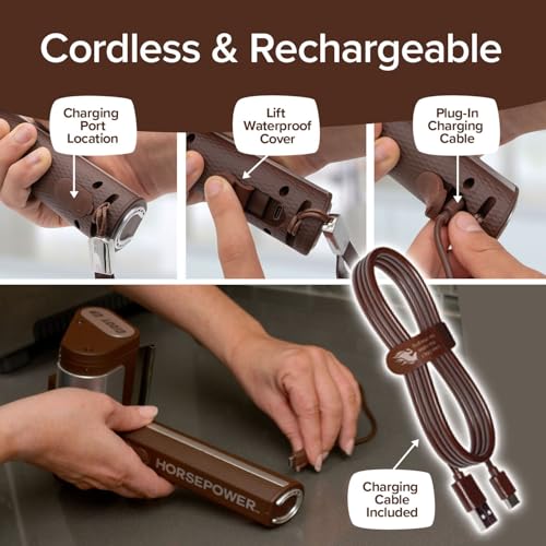 HorsePower Giddy Up Grill Cleaner – Cordless Rechargeable BBQ Tool with 350 RPM Stainless Roller & LED Light, As-Seen-On-TV