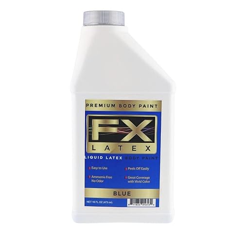 Liquid Latex - Face and Body Paint, Ammonia Free, Easy On and Off, Cosplay Makeup, Create Professional Monster, Zombie Arts 16 Oz (Blue)