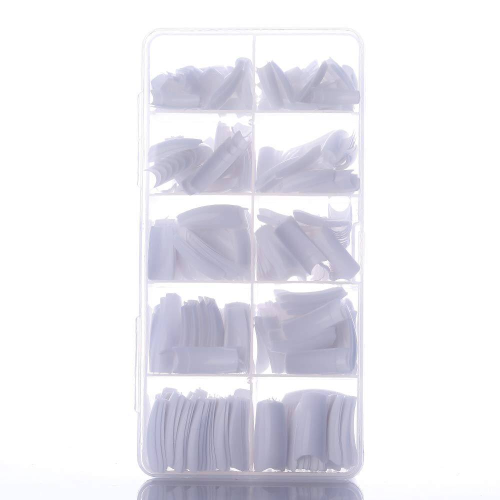 Yimart French False Nail Tips French Nail Art Tips 500pcs White French Acrylic Style Artificial False Nails Tips With Box (White)