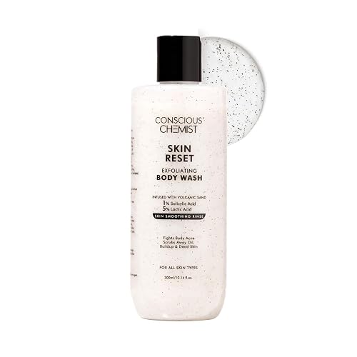 Conscious Chemist Skin Reset Exfoliating Bodywash 1% Salicylic Acid Shower Gel with Volcanic Sand & Lactic Acid Exfoliates, Clears Body Acne, Smooths Beauty & Personal Care Conscious Chemist