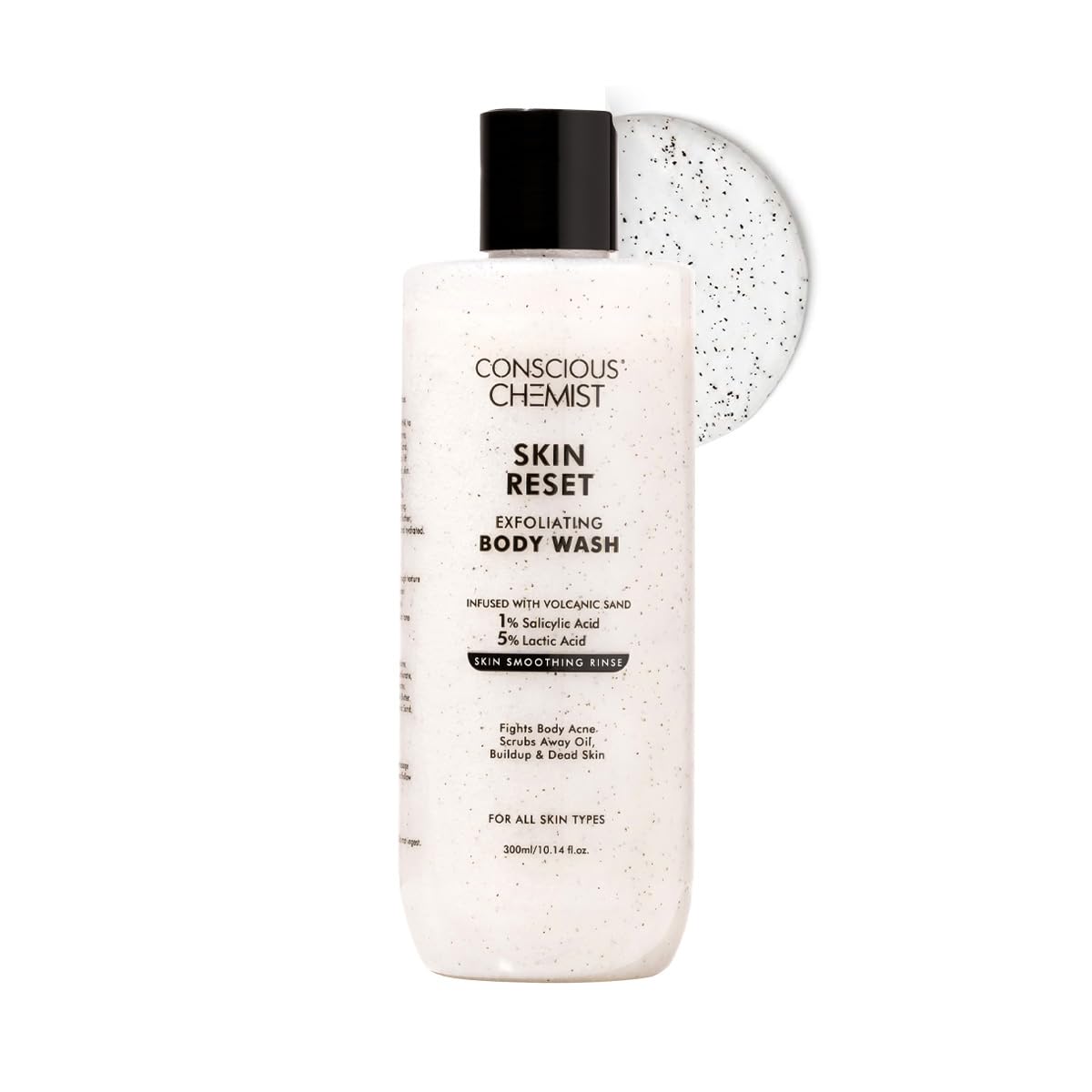 Conscious Chemist Skin Reset Exfoliating Bodywash 1% Salicylic Acid Shower Gel with Volcanic Sand & Lactic Acid Exfoliates, Clears Body Acne, Smooths Beauty & Personal Care Conscious Chemist