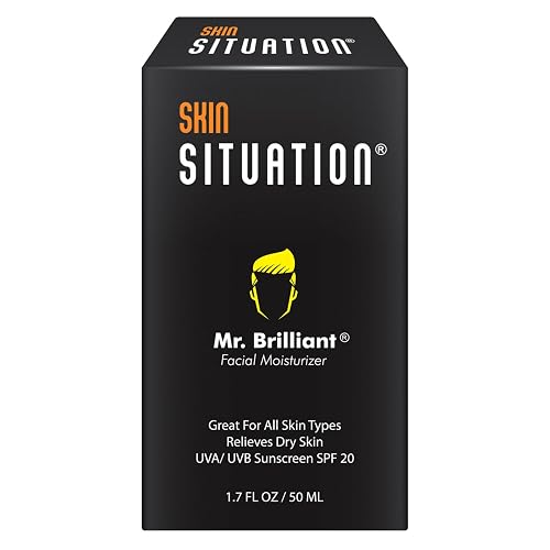 Mr. Brilliant Men Face Moisturizer Age Defense with SPF 20 Daily Face Cream Skincare, Hydrates Dry and Oily Skin, Reduces Fine Lines, Wrinkles