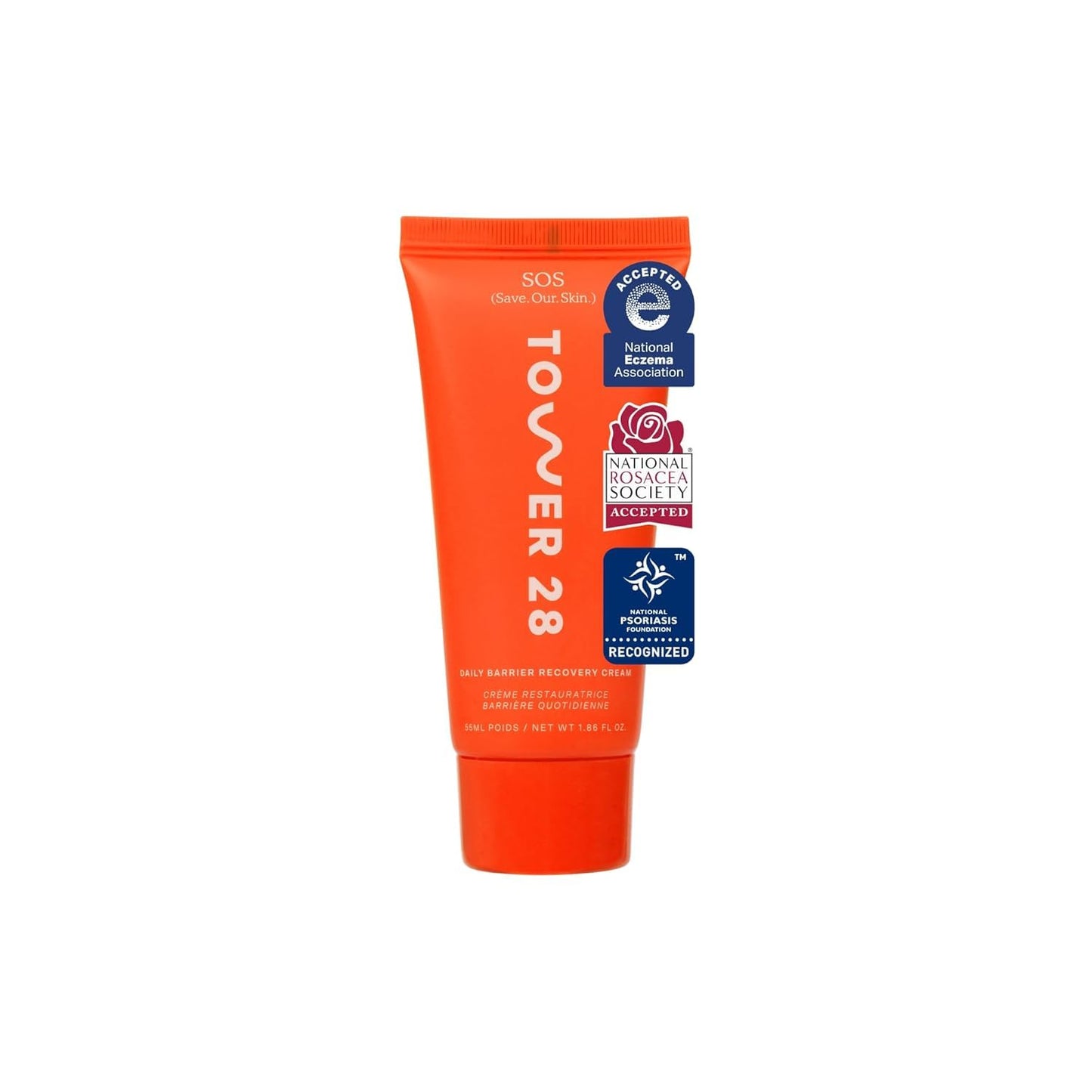 Tower 28 SOS Recovery Face Cream - Hydrating Face Moisturizer with Hyaluronic Acid + Ceramides - Skin Barrier Repair Moisturizer Reduces Redness + Beauty and Personal Care Tower 28