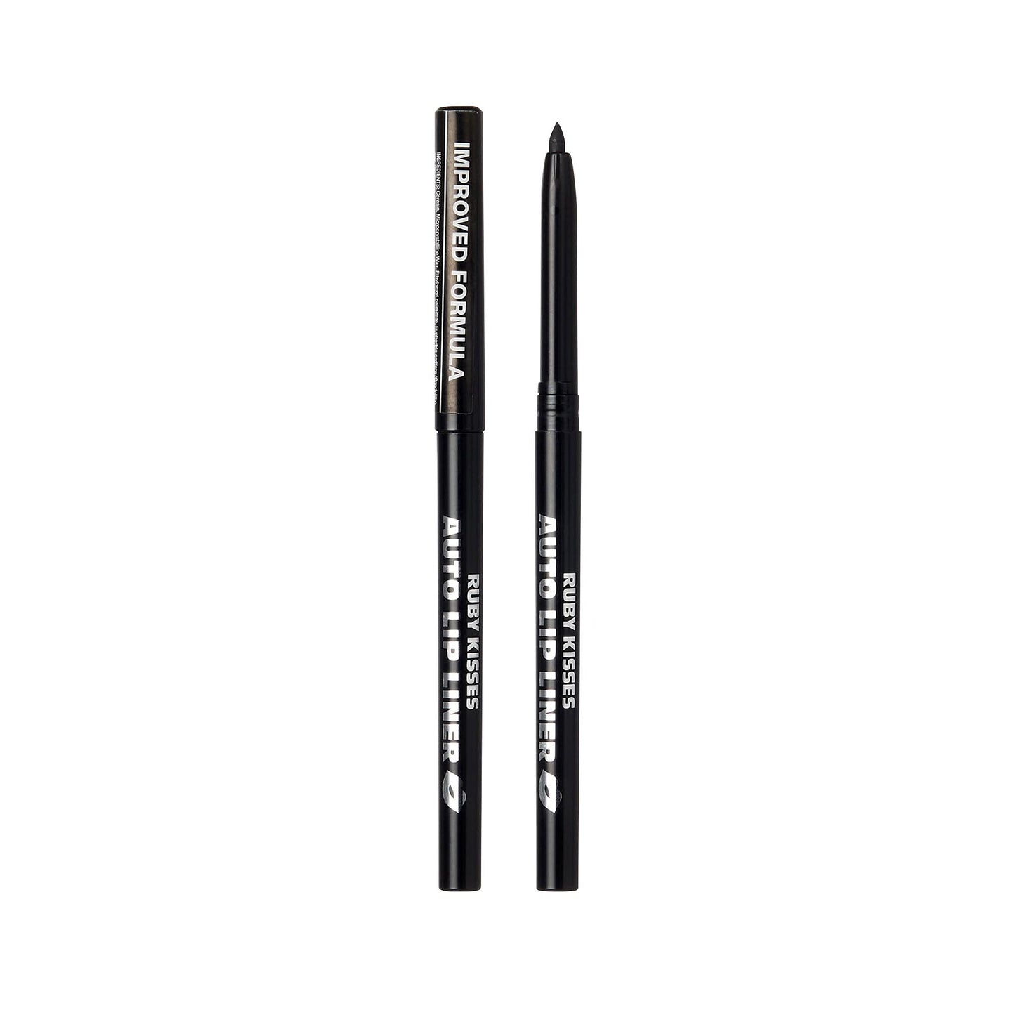 Ruby Kisses Auto Lip Liner Pencil (Black 3 Pack), Long Lasting & Non-Fading, Smooth Application, Non-Feathering with Rich Pigmented Color, No