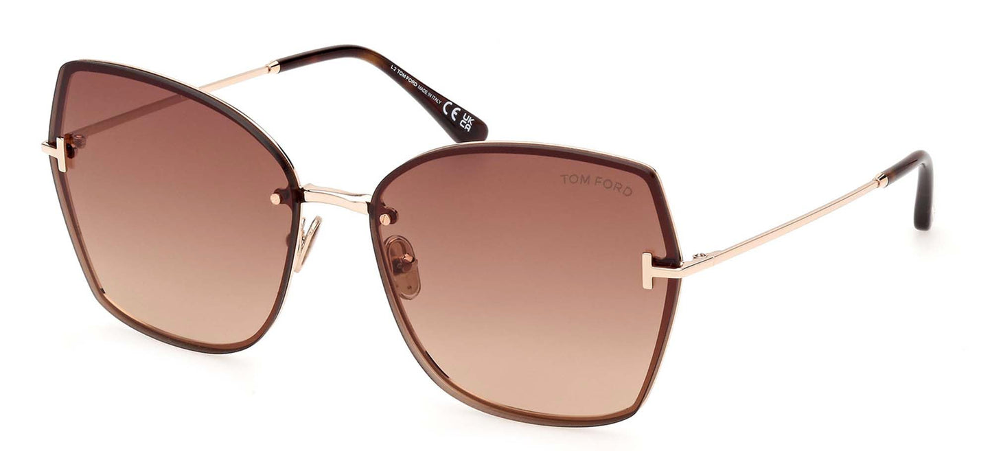 Tom Ford NICKIE-02 FT 1107 Shiny Rose Gold/Brown Shaded 62/16/140 unisex Sunglasses