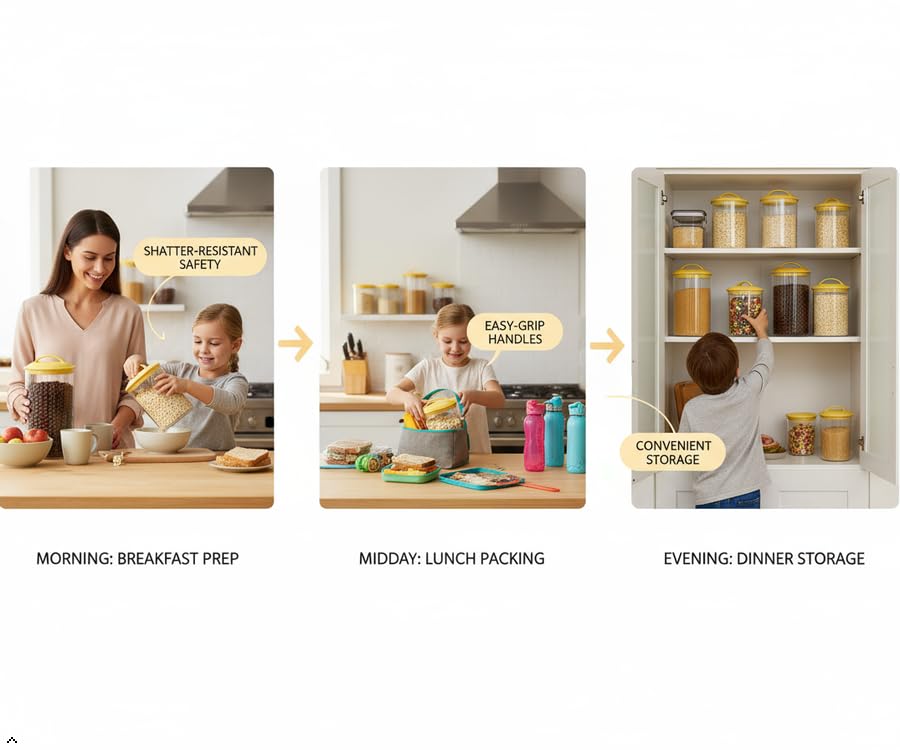 Food Storage Containers, BPA Free Airtight Canisters for Cereal, Pasta, Sugar, Coffee, Flour, Cookies, Loose Tea, for Kitchen Organization, Set of 3…