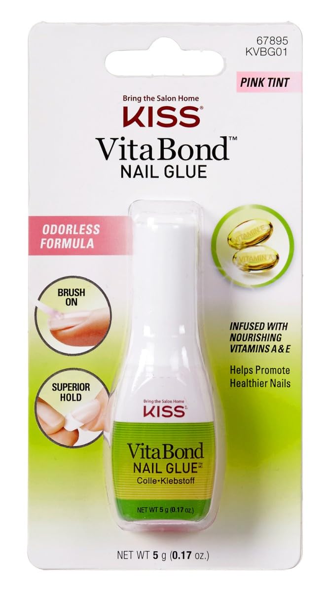 Kiss Vita Bond Nail Glue Pink Tint 0.17 Ounce (Pack of 2) Beauty & Personal Care KISS