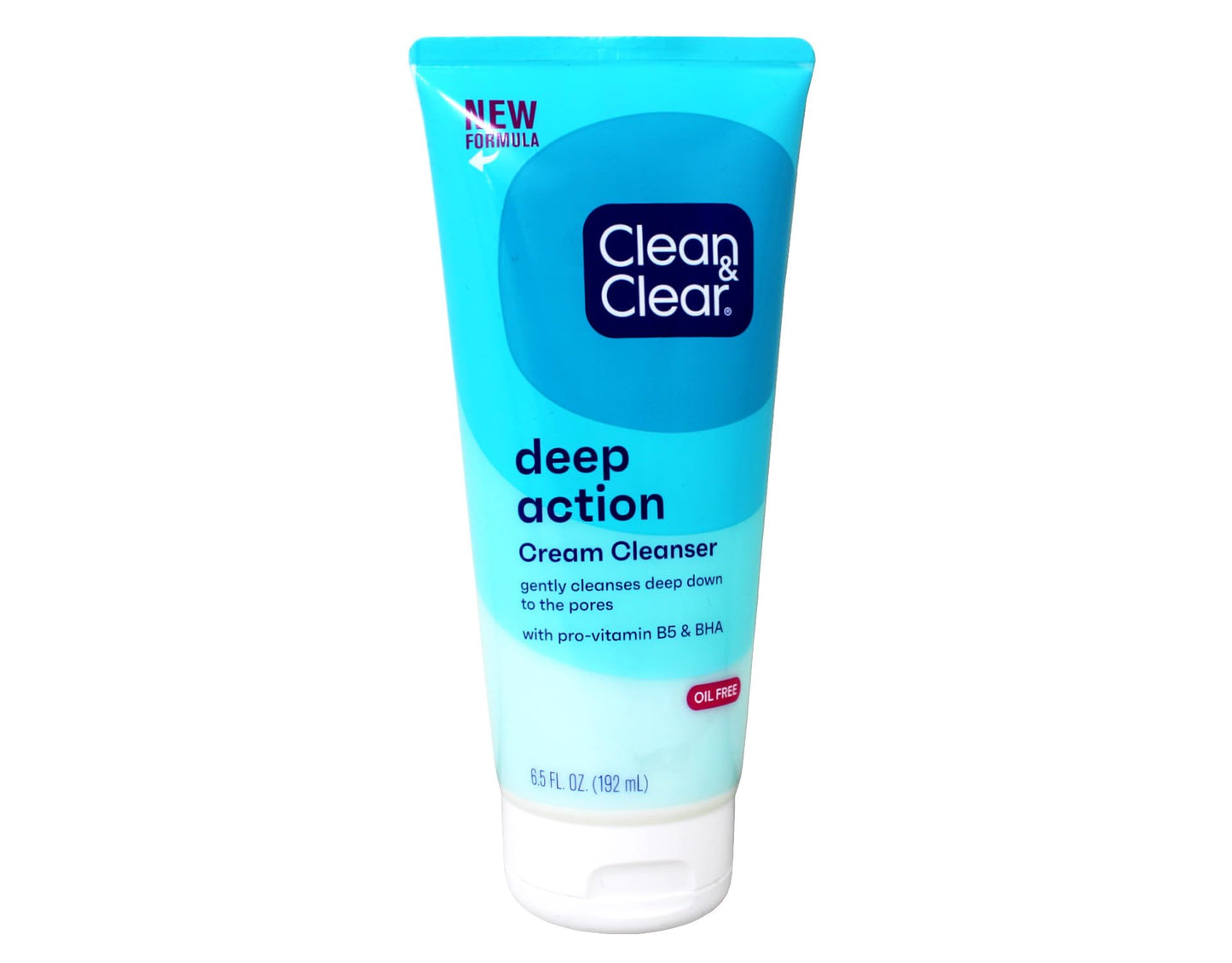 Clean & Clear Deep Action Cream Facial Cleanser for Sensitive Skin, Gentle Daily Face Wash with Oil-Free, 6.5 oz